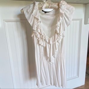 BCBGMAXAZRIA White Ruffle Tank